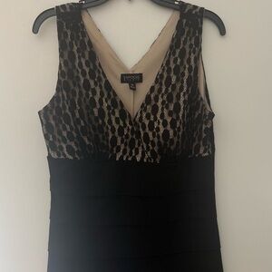Black and Beige Sleeveless Dress by En Focus